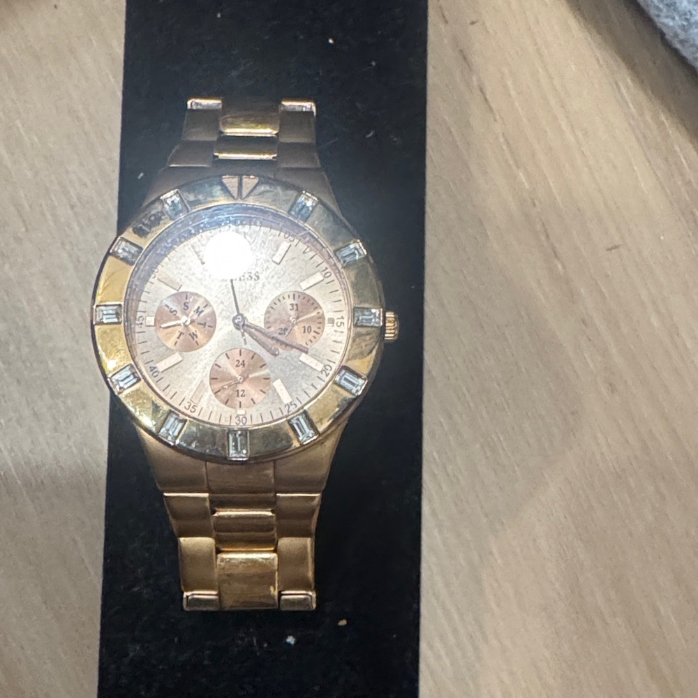 Guess Gold-Tone Watch with Crystal Details